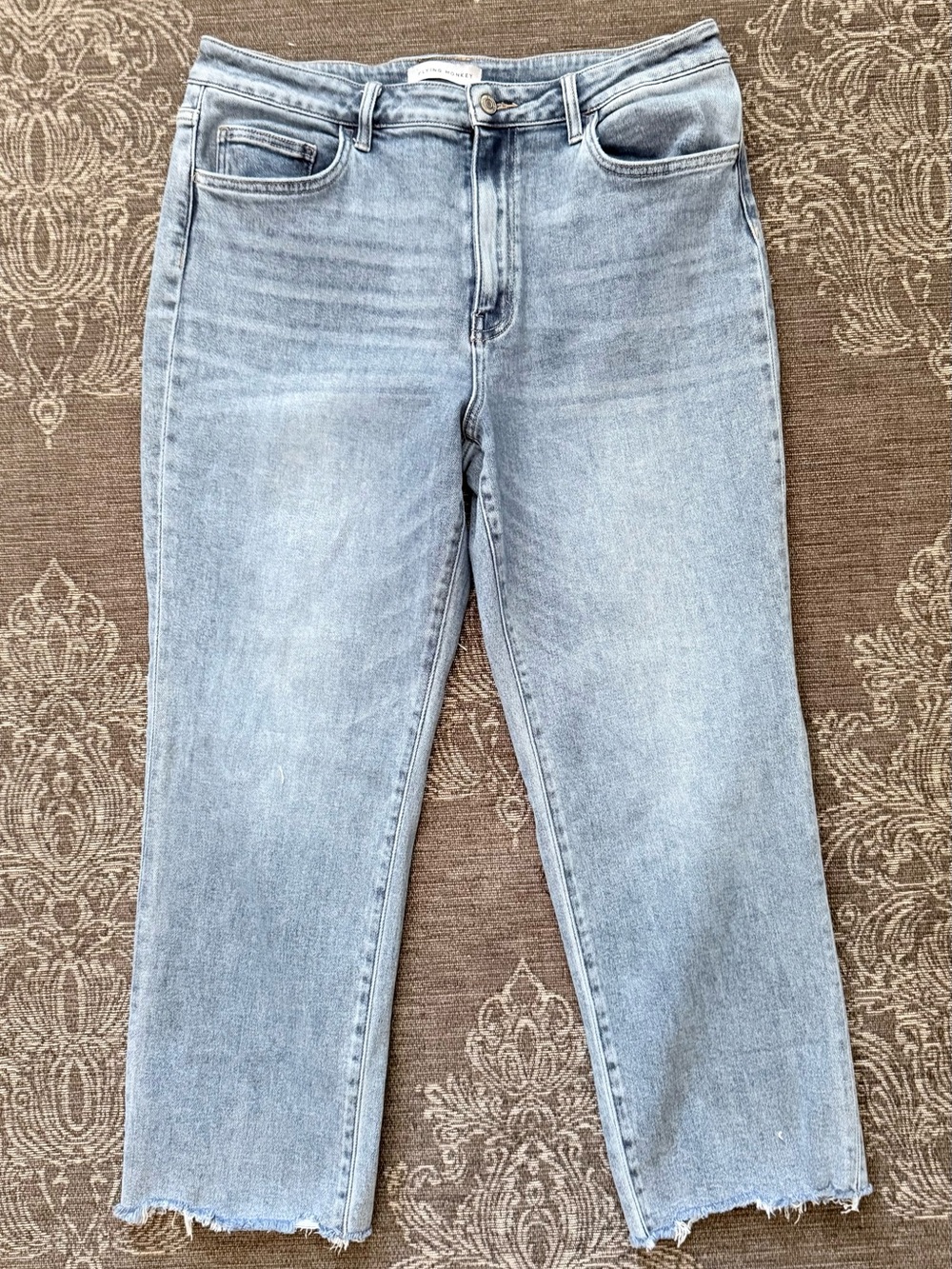 Flying Monkey Light Blue Cropped Straight Jeans